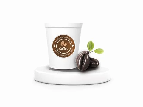 Simple, stylish and 3D character coffee icon Stock Illustration