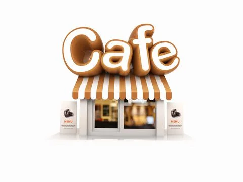 Simple, stylish and 3D character cafe icon Stock Illustration