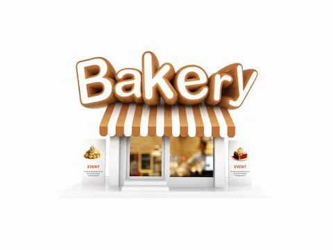 Simple, stylish and 3D character bakery icon Stock Illustration
