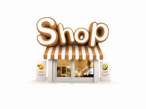 Simple, stylish and 3D character shop icon Stock Illustration