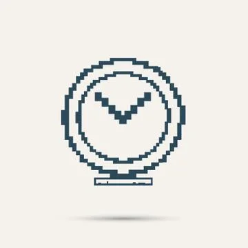 Simple stylish pixel clock icon. Vector design Stock Illustration