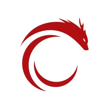 Simple stylish red flat dragon logo design vector symbol Illustration Stock Illustration