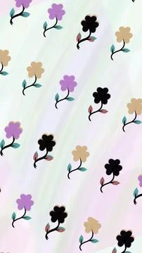 Simple Stylized Floral Pattern In Purple And Black Stock Illustration