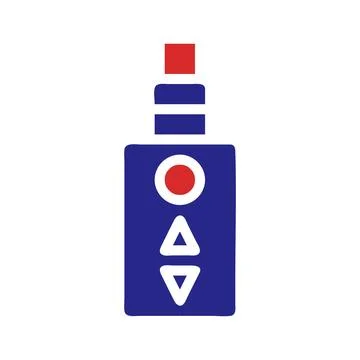 Simple stylized icon of a vaping device in blue red Stockillustratie