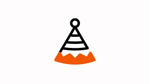 Simple Stylized Party Hat Icon with Orange Base. Stock Footage 325368905
