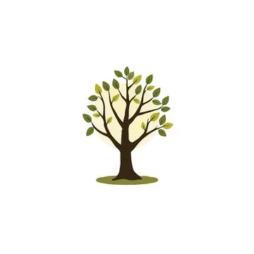 Simple stylized tree with verdant foliage an isolated illustration of natur.. Stock Illustration