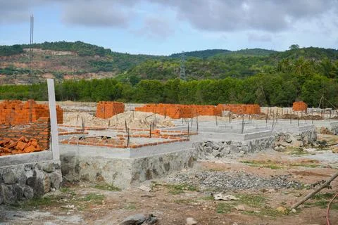 Simple subsidized housing complex construction process. house Construction Stock Photos