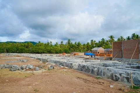 Simple subsidized housing complex construction process. house Construction Stock Photos