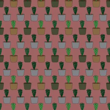 Simple succulent pattern. seamless illustration. Stock Illustration