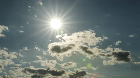Simple sun and clouds Stock Footage 43911698