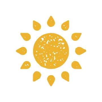 Simple sun circle shape with shining beams decorative design grunge texture v 스톡 일러스트