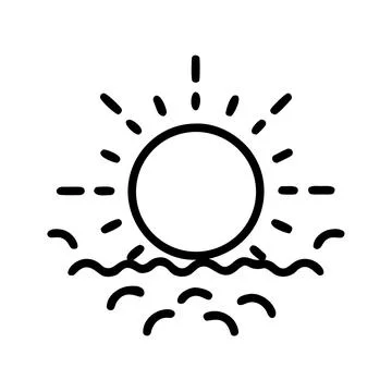 Simple Sun Icon with Rounded Rays Minimal Vector Art Illustrazione stock