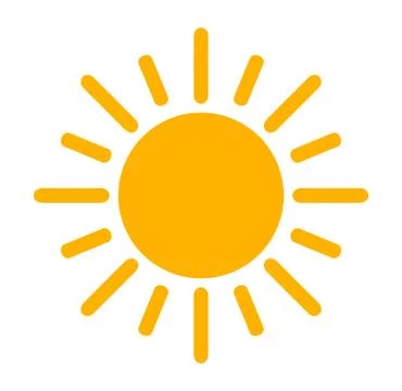 Simple sun shining flat design icon. Summer vector illustration. Stock Illustration