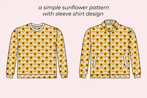 A simple sunflower pattern with full sleeve shirt design Stock Illustration