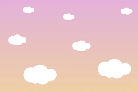 Simple sunset sky and white cloud illustration background Stock Illustration