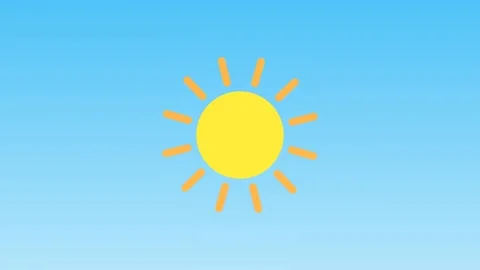 Simple Sunshine Symbol Motion Graphic with Blue Background Stock Footage 341466043