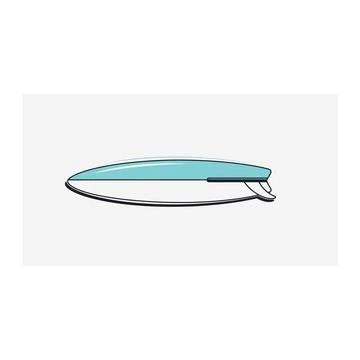 Simple surfboard side view icon in clean flat line style Stock Illustration