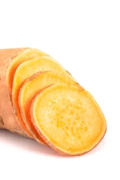 Simple Sweet Potatoes on a White Background Stock Photos
