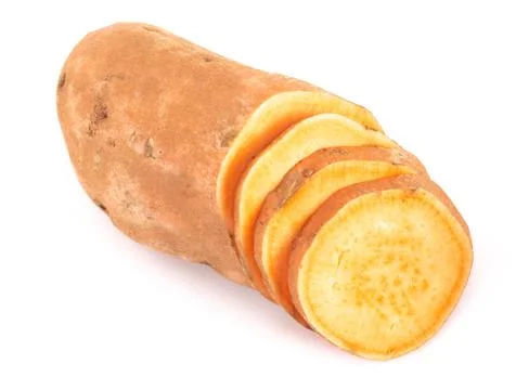 Simple Sweet Potatoes on a White Background Stock Photos