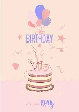 Simple sweet set of hand drawn doodle illustrations for birthday greeting c.. Stock Photos