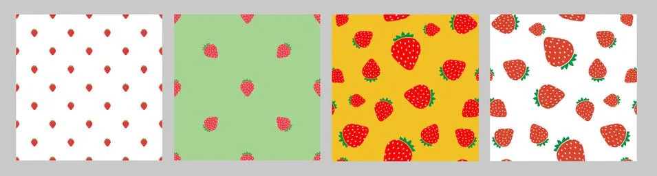 Simple Sweet Strawberry Seamless Pattern Background set. Vector Illustration イラスト素材