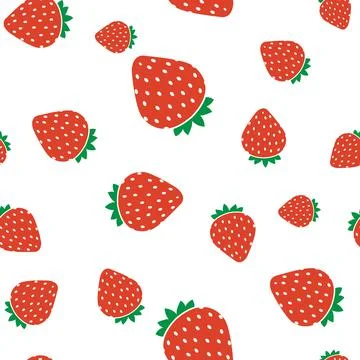 Simple Sweet Strawberry Seamless Pattern Background. Vector Illustration EPS1 Illustrazione stock