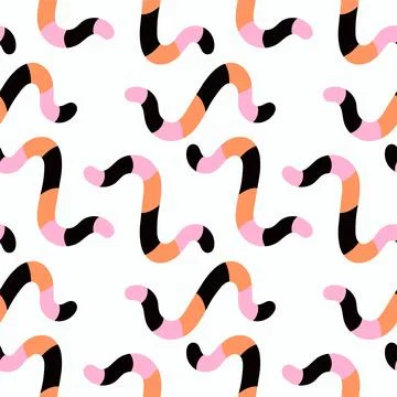 Simple sweet worms hand drawn Halloween seamless pattern on white background Stock Illustration