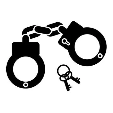 Simple Symbol of handcuff and Key, isolated on white Stock Illustration
