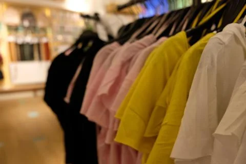 Simple t-shirts on a store Stock Photos