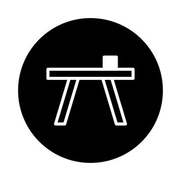Simple table icon design on black background shows a minimalist style and f.. Stock Illustration