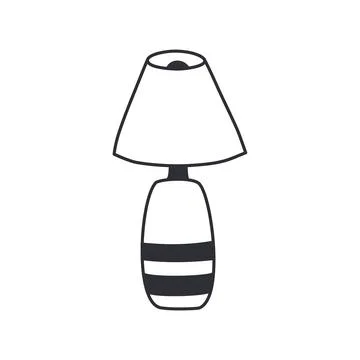 Simple table lamp doodle style illustration Ilustración de archivo