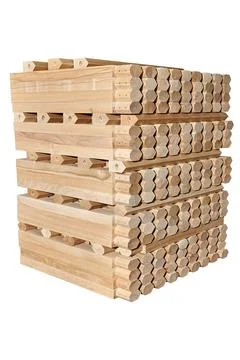 Simple tables legs of solid beechwood on white background Stock Photos