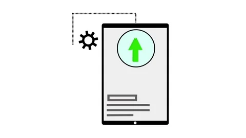 A simple tablet interface depicting settings uploading process and user int.. Stock Footage 313423182