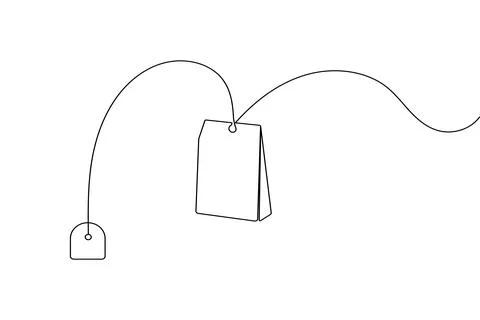 Simple tea bag line art illustration isolated on white background Stock Illustration