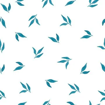 Simple teal leaves seamless background 스톡 일러스트