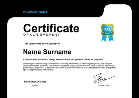 Simple template design certificate with minimalist color 스톡 일러스트