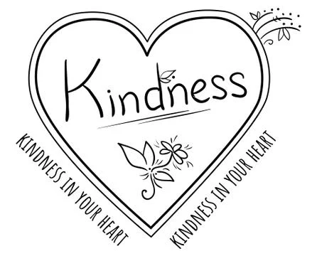 Simple text Kindness in line heart Stock Illustration