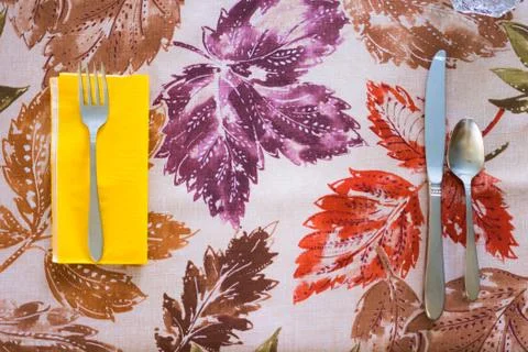 Simple Thanksgiving empty place setting Stock Photos