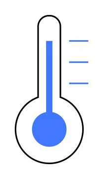 Simple Thermometer with Rising Temperature and Blue Color Indicator 스톡 일러스트