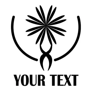 Simple thin black flower logo in half circle Stock Illustration