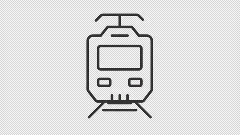 Simple thin line black animation of electric train icon Stock Footage 274342637