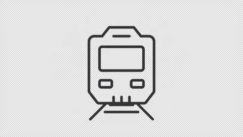 Simple thin line black animation of metro train icon Stock Footage 274342638