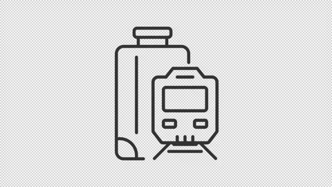 Simple thin line black animation of train icon Stock Footage 274342657