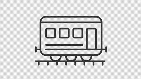 Simple thin line black animation of train compartment icon Stock Footage 274342743