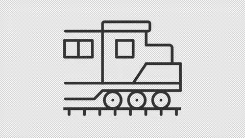 Simple thin line black animation of freight train icon Stock Footage 274342802