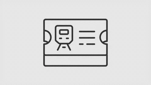 Simple thin line black animation of train ticket icon Stock Footage 274342929