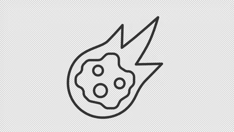 Simple thin line black animation of meteor icon Stock Footage 274533887