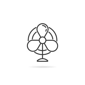 Simple thin line black fan logo for airflow Stock Illustration
