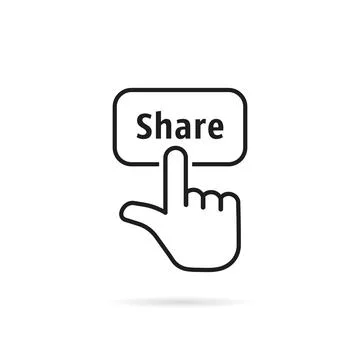 Simple thin line black hand share Stock Illustration