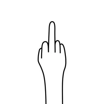 Simple thin line black middle finger Stock Illustration